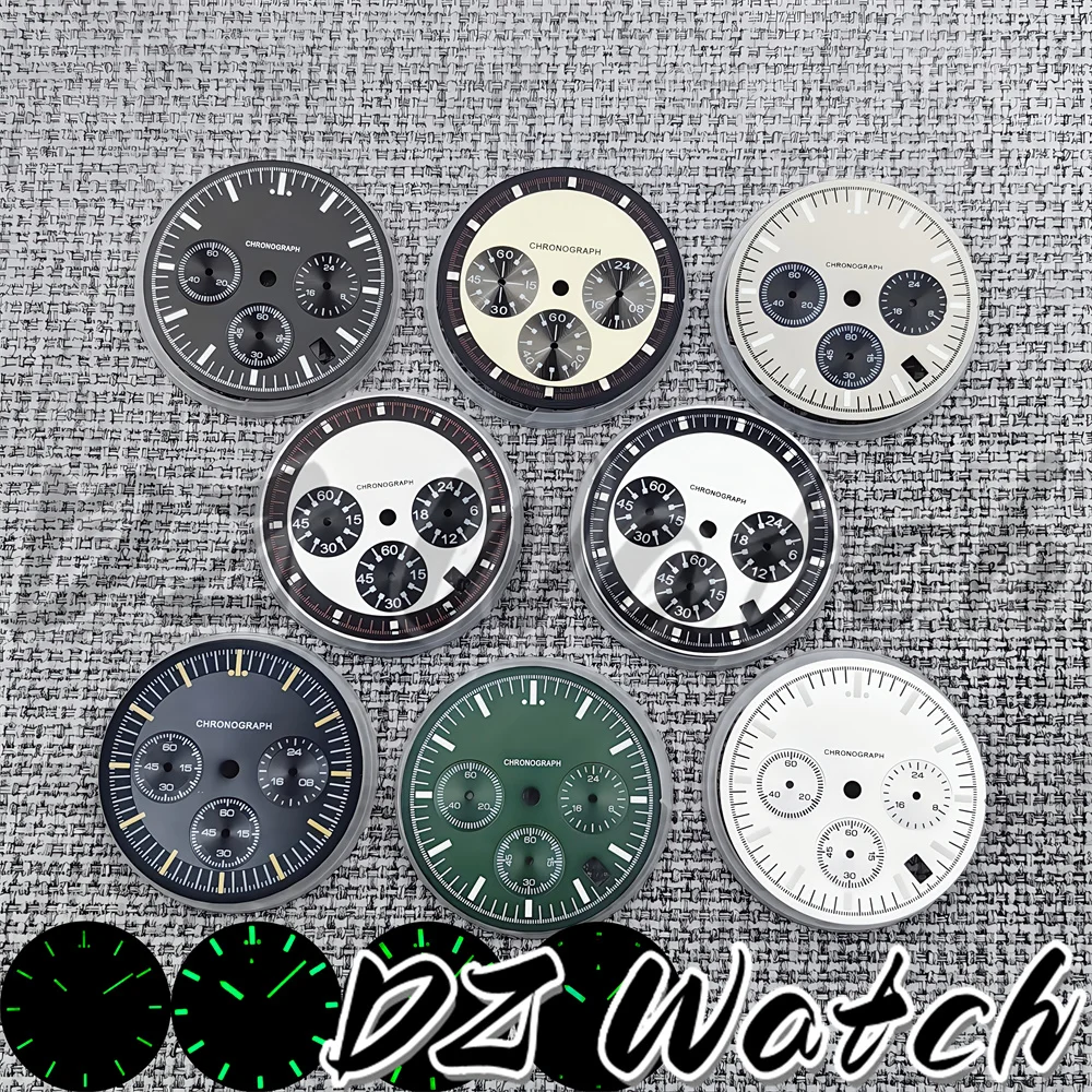 DZ 31.5mm 6- Pin Dial Quartz Movement Watch Dial With VK63 Watch Hands C3 Green glow-in-the-dark With VK63 Movement