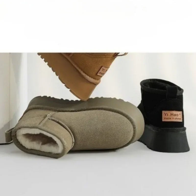 Bottes de neige épaisses pour femmes, chaussures classiques épaisses, confortables, chaudes, bottes de rinçage, hiver