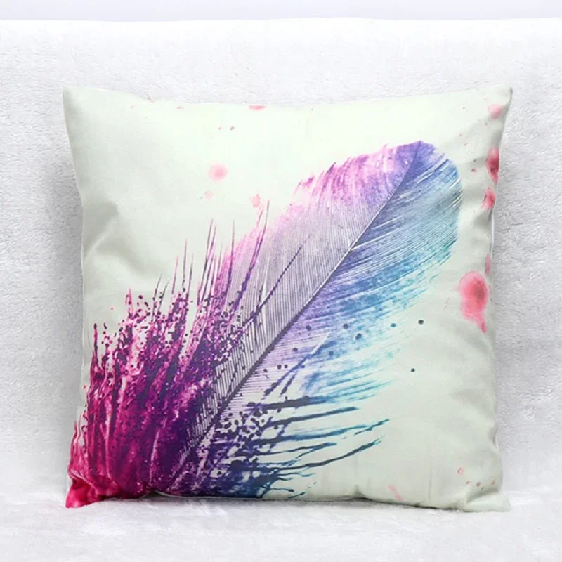 Feather Printing Short Plush Home Decorative Pillows Sofa Decor Cushion Cover Car Seat Cushions Cover Back almofadas funda cojin