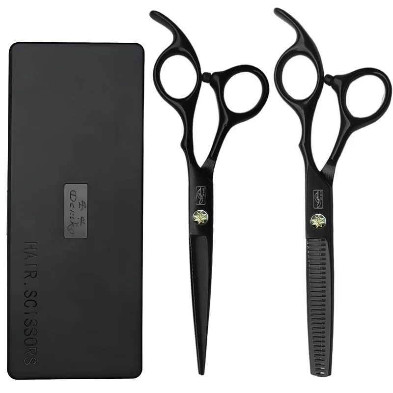 6-tesoura-de-corte-de-barbeiro-japao-inoxidavel-preto-profissional-tesoura-de-corte-de-cabelo-tesoura-de-desbaste-com-caixa-de-presente