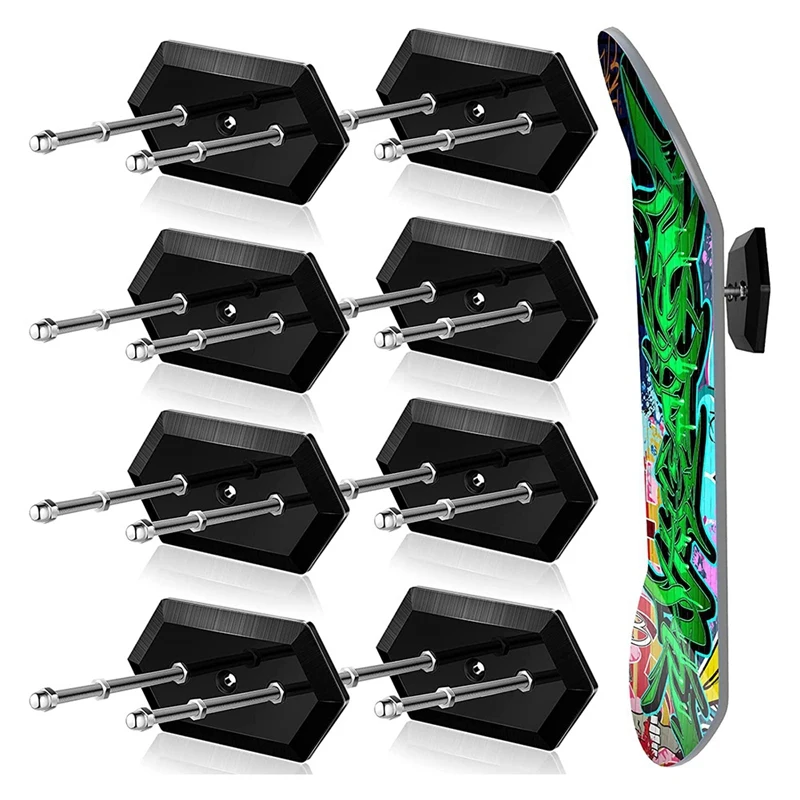 8-pack skateboard-muurbeugel met schroef, drijvende skateboardhanger, skateboardhouder, hangende skateboardstandaard