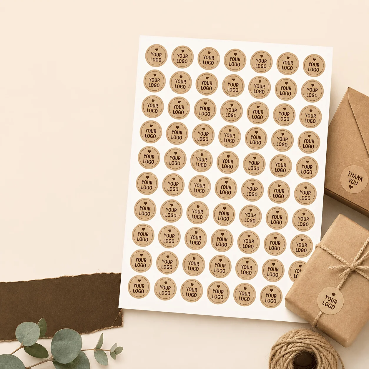 Personalized Custom Kraft Paper Round Stickers, Available in Various Sizes, with the Option to Customize Exclusive Logos and Designs. Suitable for Office Identification, Document Marking, Idol Merchandise, Fan Gift Packs, Journal Collages, and Gift Box Labels. The Material Is Thick and Durable, and the Adhesive Is Strong and Does Not Come Off Easily. view 5