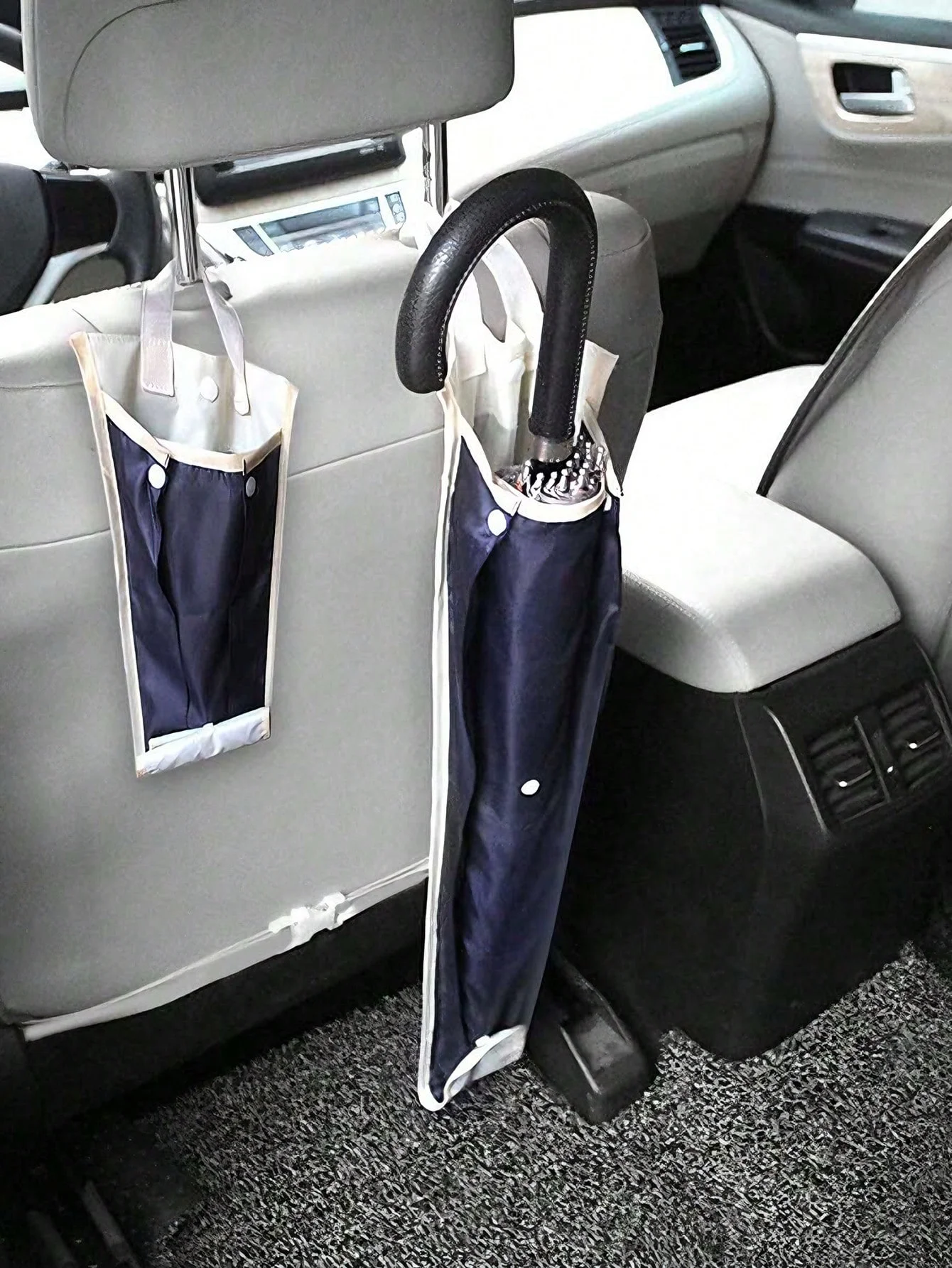 Universal Car Seat Back Umbrella Holder, Waterproof Nylon Bag, Hanging Design, Holds 3 Umbrellas, Foldable, Easy Install, Conven