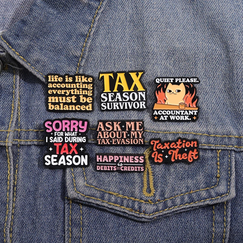 Tax Season Survivor Enamel Pins Cartoon Metal Brooches Accounting Taxation Cute Lapel Badge Accessories for Gift Wholesale