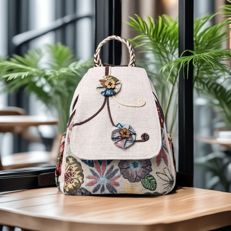 

Vintage Embroidered Flower Fashion Backpacks Kids Backpacks for Boy Versatile Travel Backpack Designer Bags Class Bag for Girl