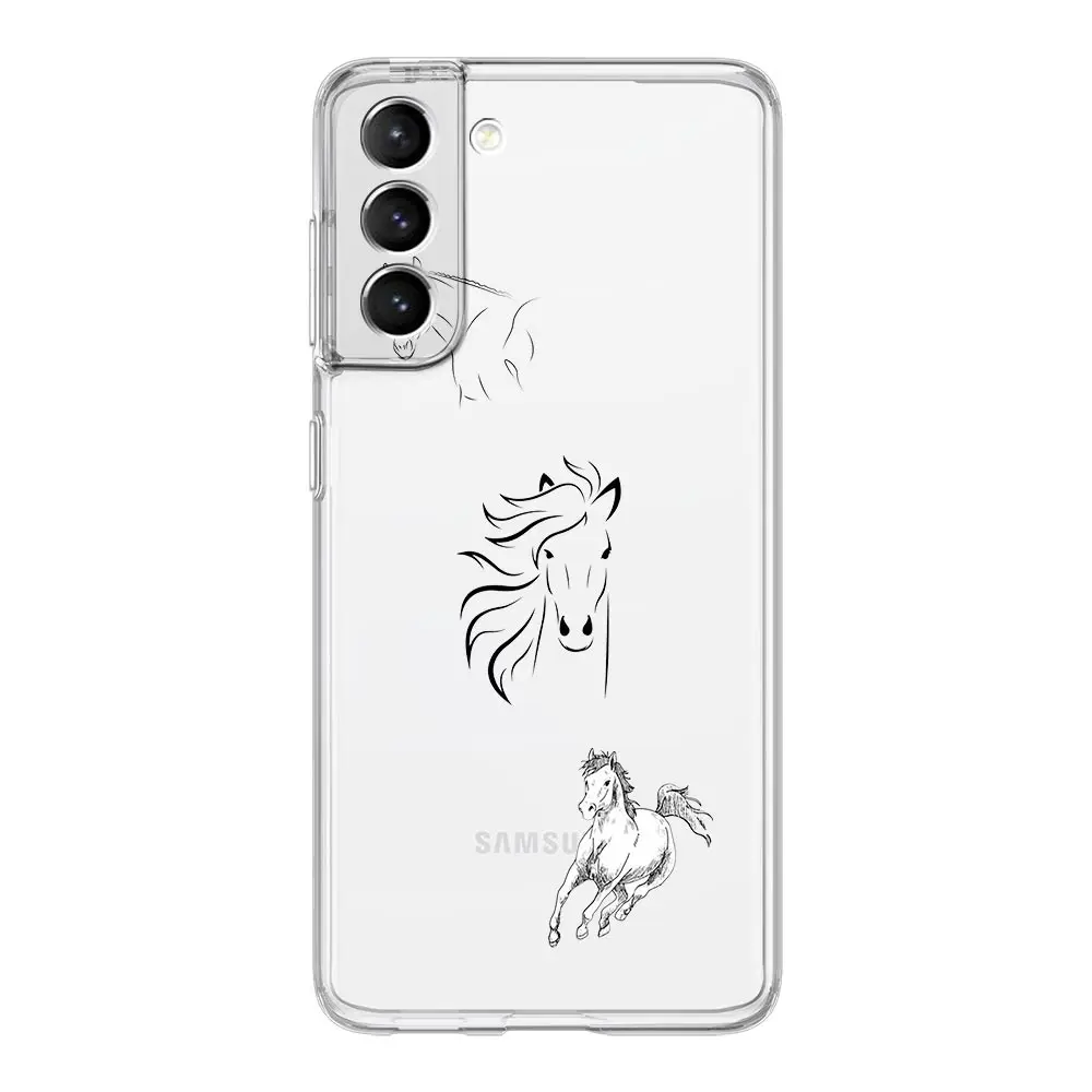 Animal Art Horse Clear Phone Case For Samsung Galaxy S24 Plus S23 FE S22 S21 S20 Ultra 5G S10 S10E S9 S8 Soft Silicone Cover