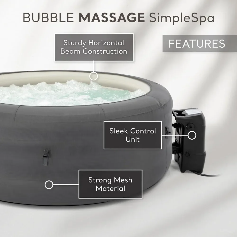 SimpleSpa Bubble insulated lid – Built-in QuickFill inflatable – Soothing Jet – 4 people