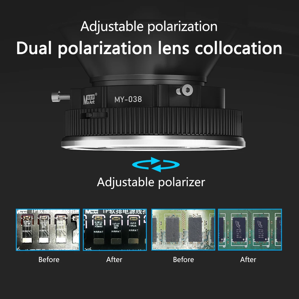 MaAnt MY-035 MY-036 MY-037 MY-038 مجهر مصدر ضوء الغبار لإصلاح الهاتف المحمول LED المجهر حلقة مصباح