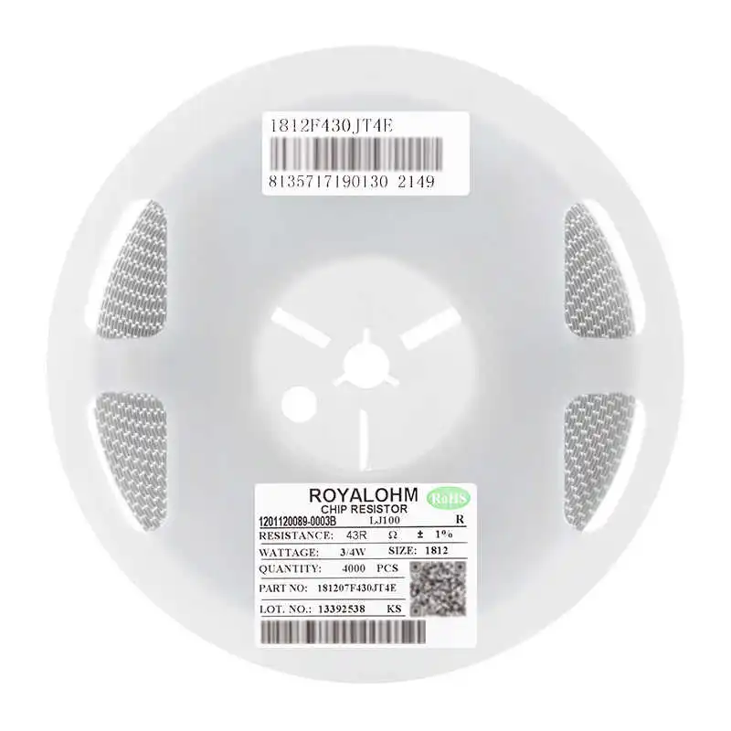 Resistor SMD 1812 Asli 43R (43R0) Akurasi ±1% 0,75W 181207F430JT4E (10 buah)