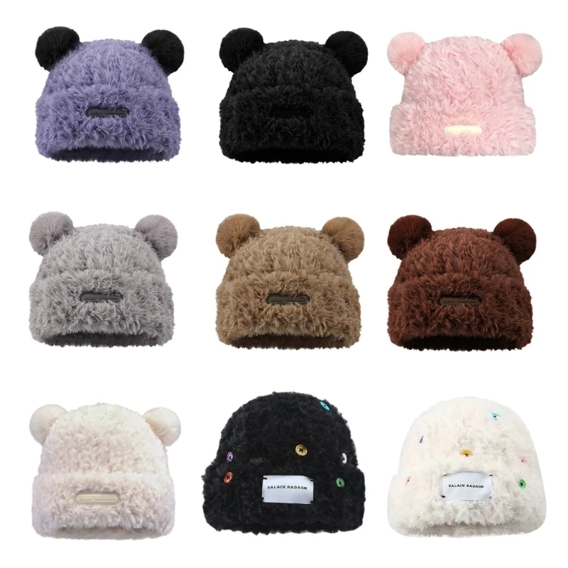 634C Oversized Bear Ear Hat for Girls Winter Windproof Hat Warm Birthday Gifts Festive Stage Shows Bear Hat Photo Props