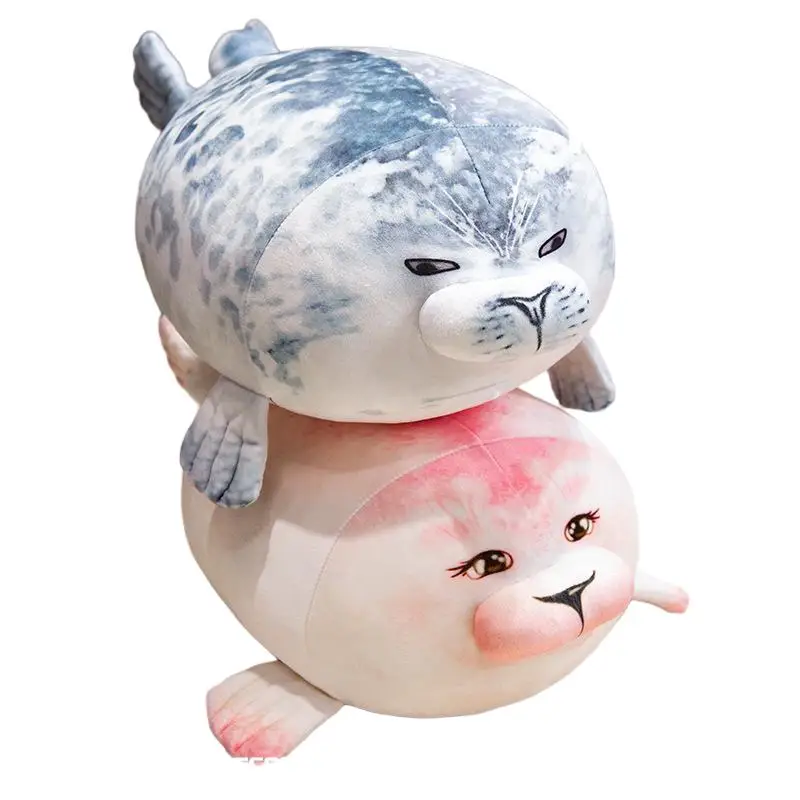 

Couple Seal Plush Pillow Down Cotton Female Male Cartoon Animal Cushion Grey Pink Lumbar Support Plushie Decoration Gift