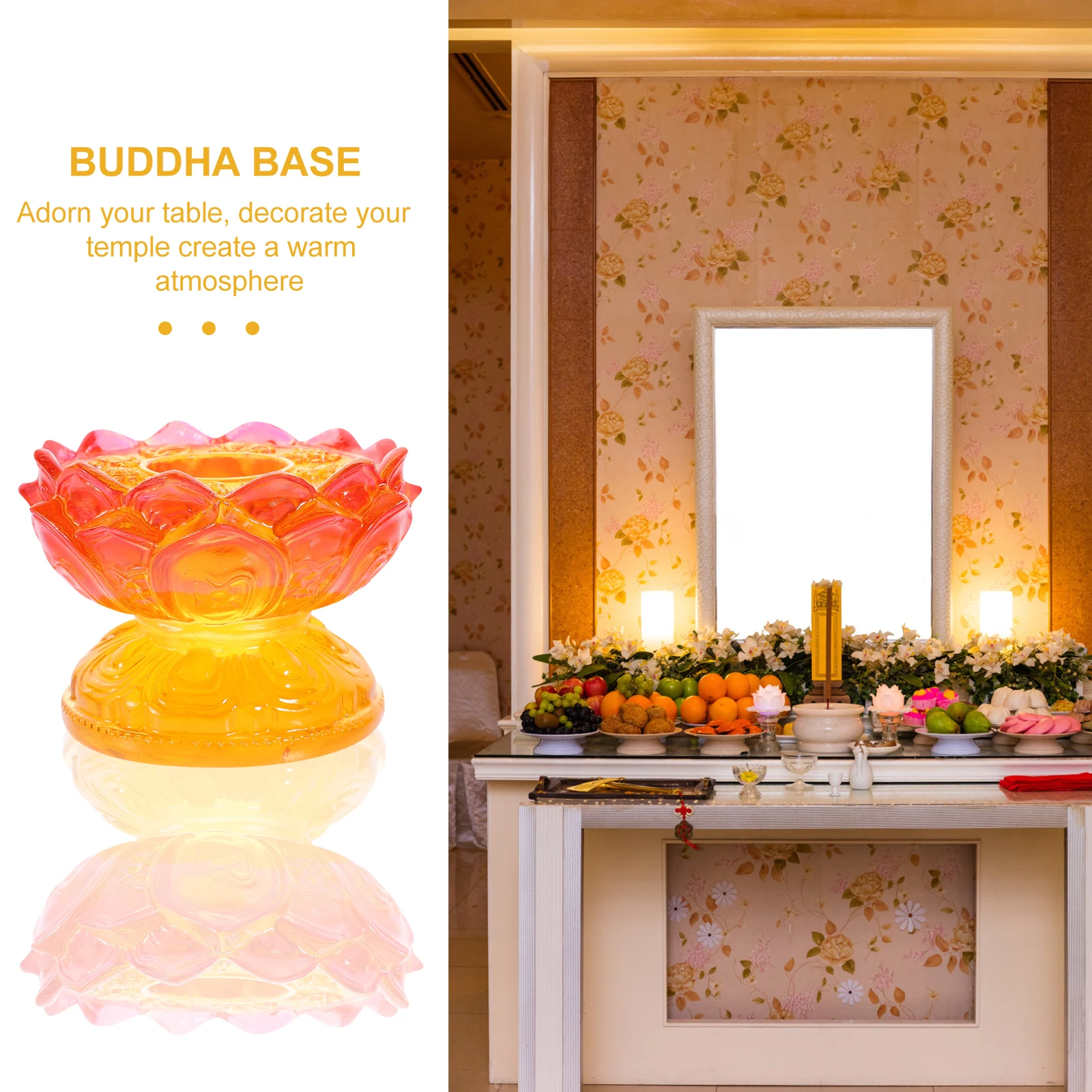 

Lotus-Shaped Religious Stand Base For Buddha Prayer Wheel Resin Lightweight Stable Desktop Holder Support
