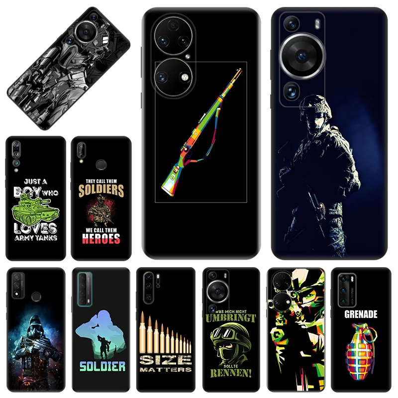 Phone Case For Honor X9b X6 a X7 X8 b 4G 70 90 Magic5 Soldier Cartoon Army Huawei P20 P30 P40Lite P-SmartZ Soft Protective Cover