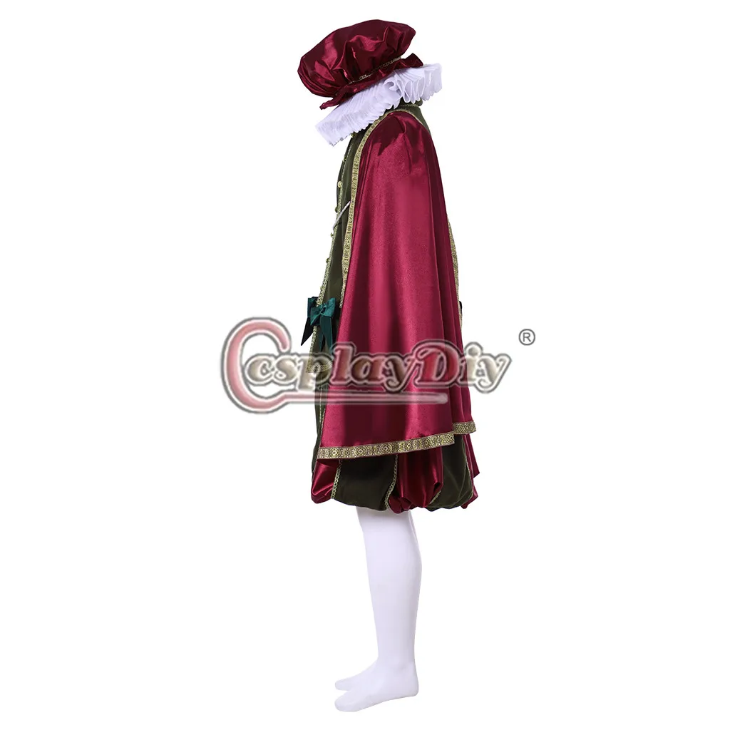 Cosplaydiy Mens Tudor Renaissance ยุคกลาง Tudor เอลิซาเบธคอสเพลย์เครื่องแต่งกายผู้ใหญ่ Mens Tudor ชุด L320