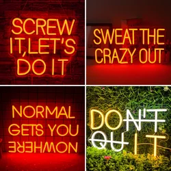 Screw It Let's Do It Neon Signs Letter Red LED Lights Wall Light Up Sign Gym Sport Room Club Bar Home Party Bedroom Decoration