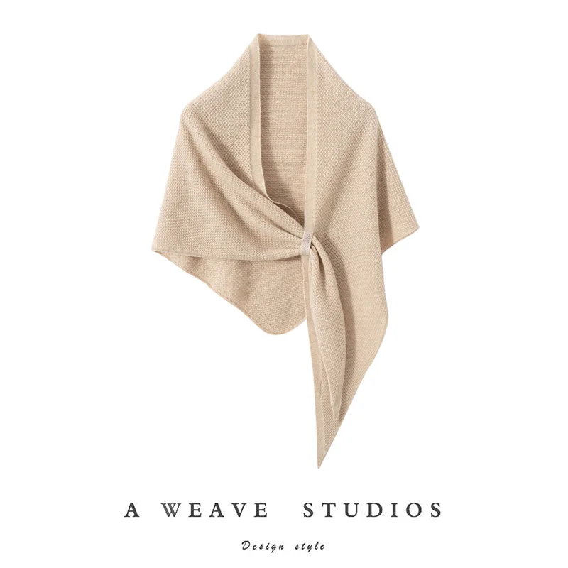 CHICUU 100% chales triangulares de punto de Cachemira para mujer Otoño Invierno bufanda triangular grande de Cachemira envuelve capas simples Grace