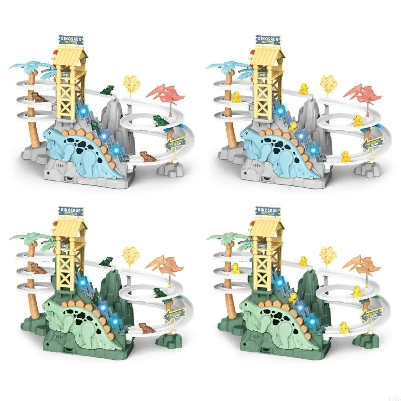 Motorized Dinosaur Interactive Track Climbing Sliding Obstacle Challenge Educational Game L8RB