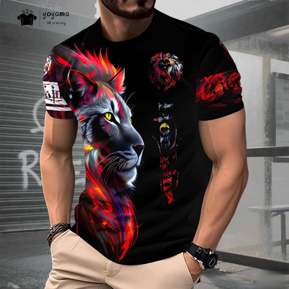 تي شيرت رجالي مطبوع عليه أسد ب - مراجعة Summer Clothing Essentials Men وسعره