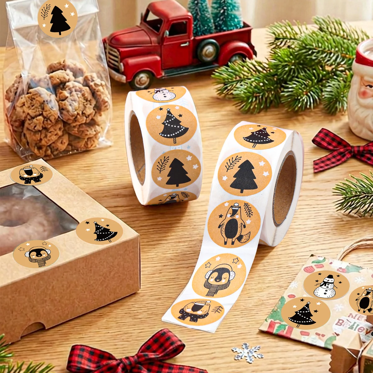 500pcs/roll Christmas Gift Stickers Merry Christmas Decor for Home 2026 Self-Adhesive Envelope Label Navidad Natal New Year 2027