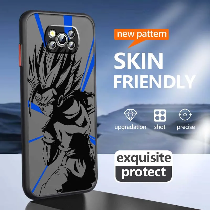 كول لعبة دراغون بول خط الفن قضية الهاتف ل Xiaomi Poco X6 X5 X4 X3 M6 M5s M5 M4 M3 F6 F5 F4 F3 Pro 5G متجمد شفافة