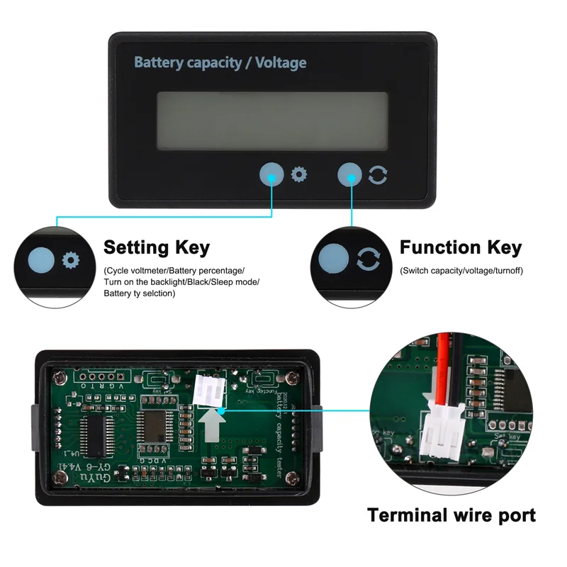 AD23-Lcd مقياس قدرة البطارية، مقاوم للماء 12 فولت/24 فولت/36 فولت/48 فولت مؤشر حالة بطارية الرصاص الحمضية، كابا بطارية الليثيوم