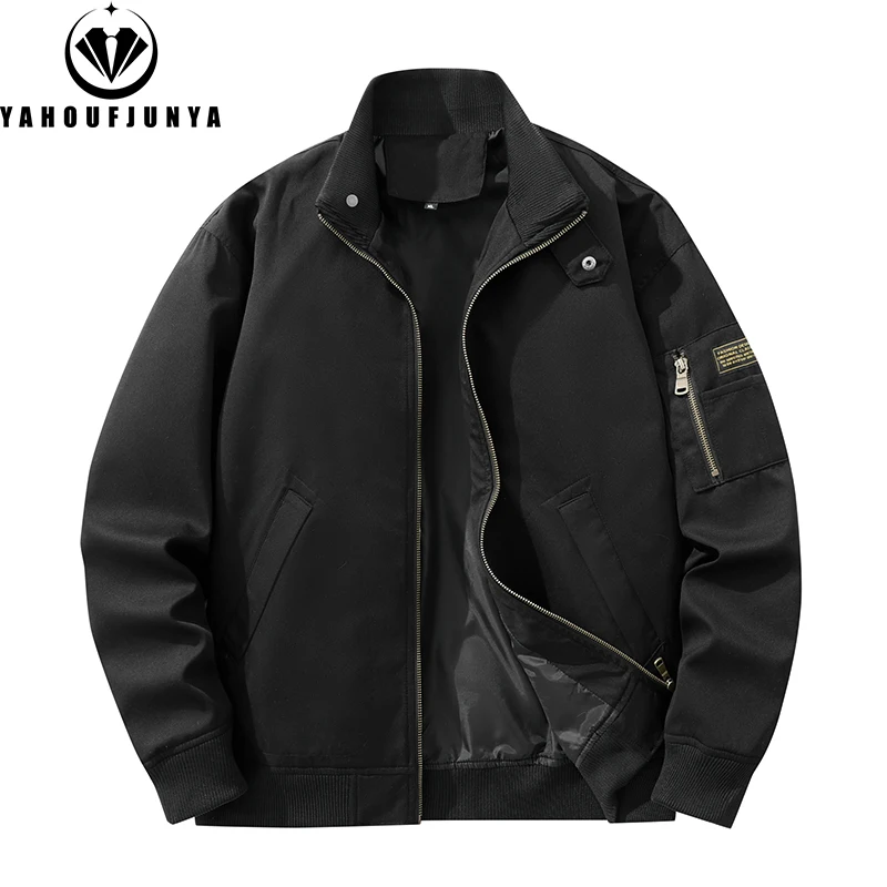 

New Spring Autumn Men Outdoor Leisure Windbreak Lapel Jacket Men Cargo Solid Color Fashion Brand Loose Jacket Coat Male Clothing