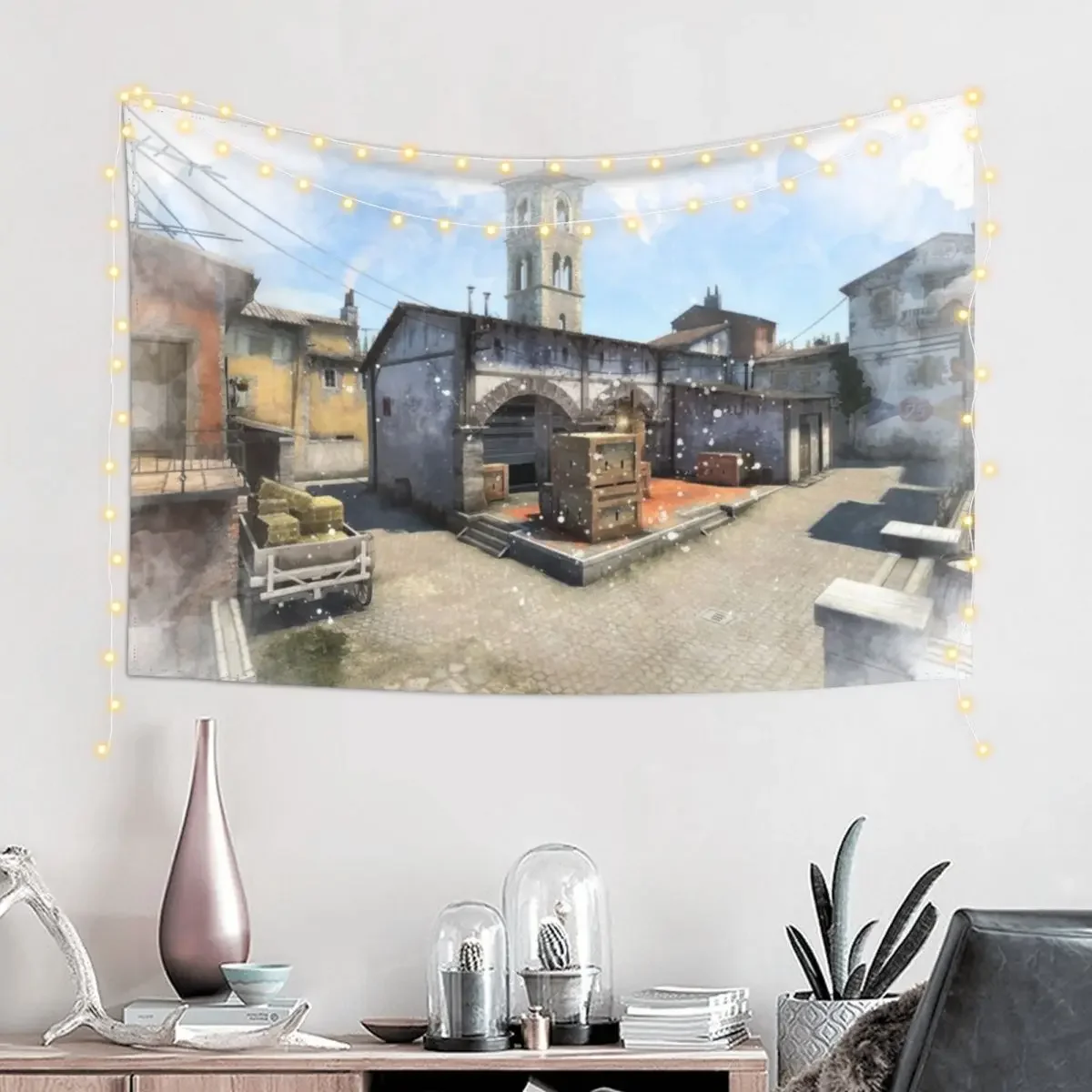 CSGO Inferno Watercolour Map Poster Tapestry Wall Hangings Decoration Hanging Wall Bedroom Decor Aesthetic Tapestry