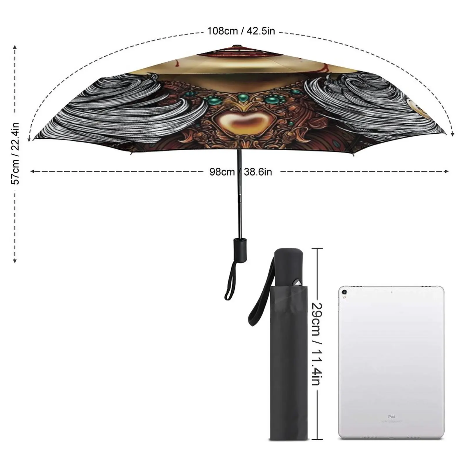 Queen Print Umbrella Women Head Auto Protection Umbrella Elegant Art Summer Lightweight Umbrella