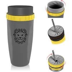 Lidless Twistable Water Mug Insulated Cups Coffee Cup Aperture Mug with Straw Double Silicone for Office Travel for Friend Gift