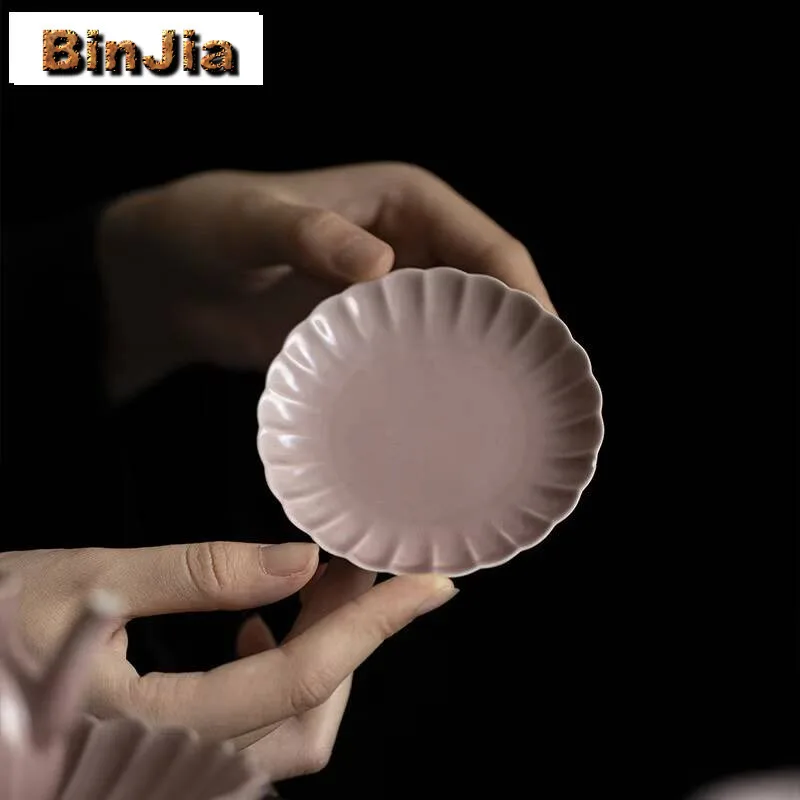 

2 шт./компл., фиолетовая, красная глазурь, коврик для чашки ручной работы, бытовые подставки с лепестками хризантемы, кофейные чашки, теплоизоляционные салфетки, чайная посуда