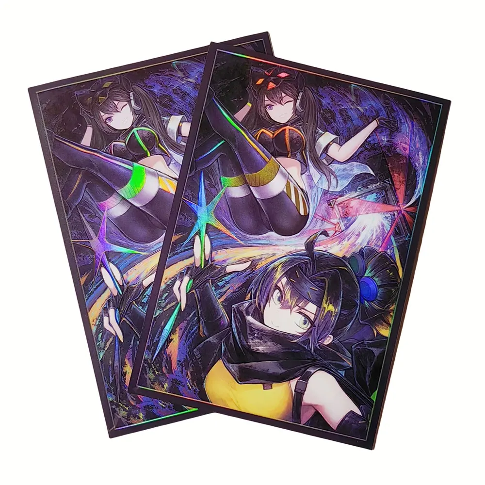 63x90mm 50PCS Holographic Card Sleeves YUGIOH Card Sleeves Illustration Anime Protector Card Cover for Board Games Trading Cards