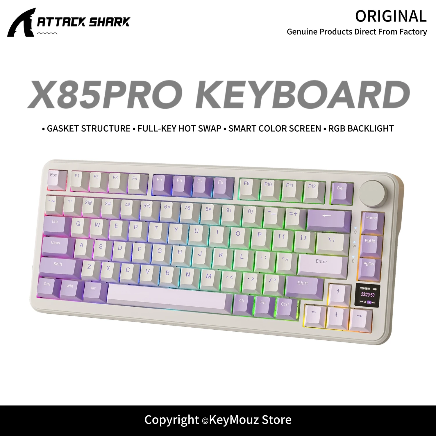 attack-shark-x85pro-tri-mode-mechanical-gaming-keyboard-hot-swappable-gasket-structure-rgb-backlit-tft-screen-knob-for-pc-gamer