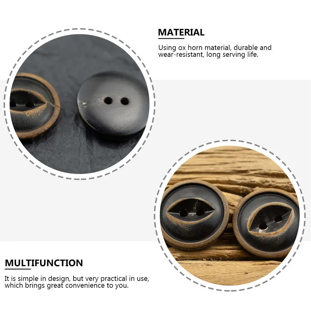 

40Pcs Ox Horn Buttons Vintage All Match Clothing Accessories DIY Sewing Decorative Shirts Hats Sweaters Replacement