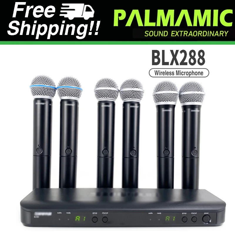 BLX288 Wireless Dual Channles Vocal Microphone System with Two Selectable Handheld Mic Transmitters for Stage Performance