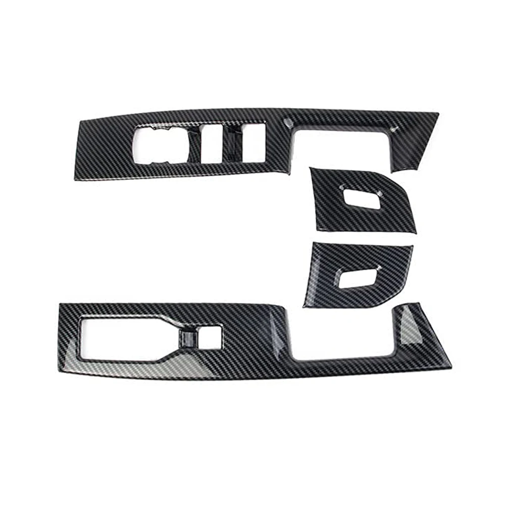 4 قطعة ألياف الكربون نظرة الباب الأمامي نافذة التبديل غطاء لوحة الكسوة الملحقات الداخلية لفورد F-150 XL/XLT/Tremor 2021-2022