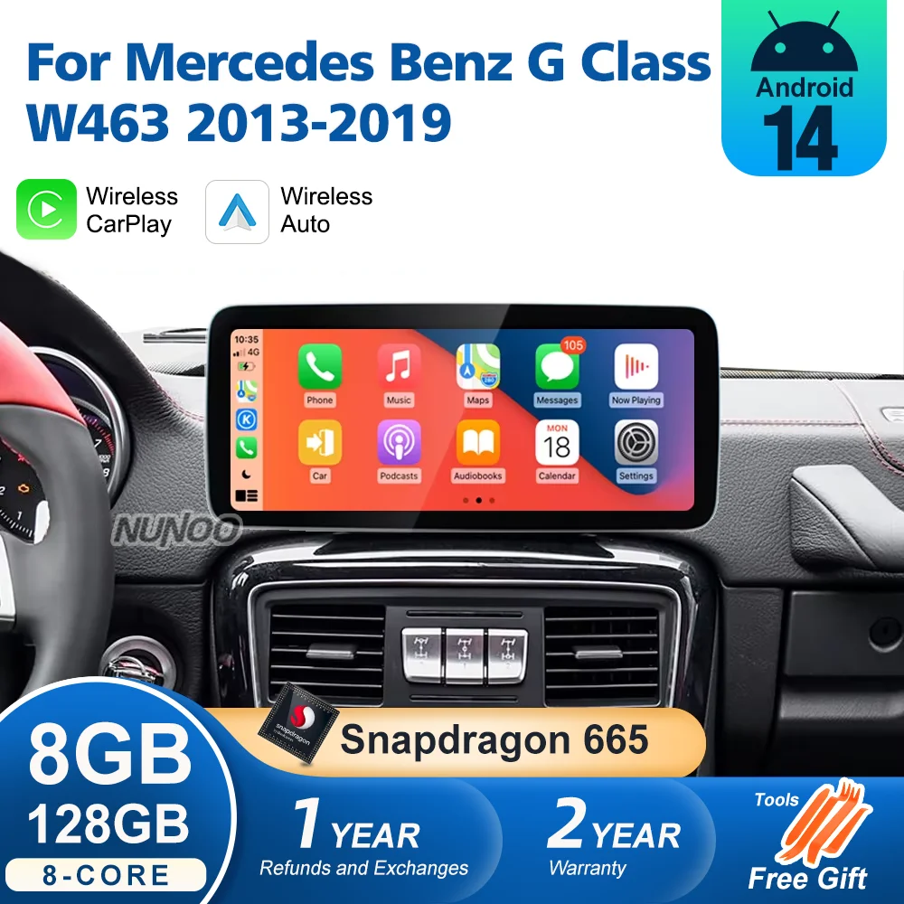 Android 14 Wireless CarPlay For Mercedes Benz G Class W463 2013-2019 Multimedia Player Navigation GPS WiFi Stereo Autoradio