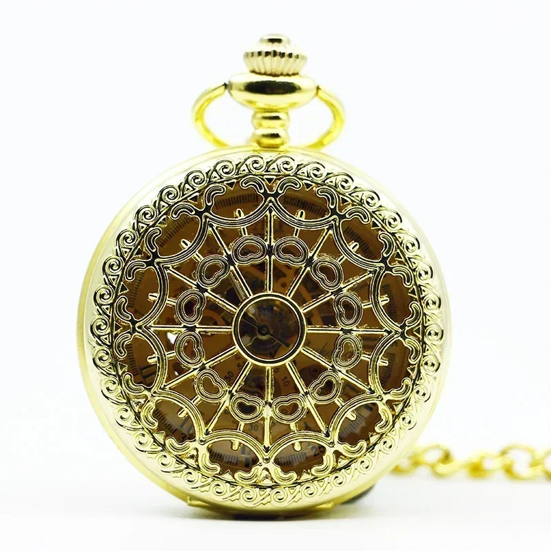 Top Brand Luxury Fashion Pocket Watches Mechanical For Women Unisex Gold Skeleton Hand Wind Fob Watch relojes de bolsillo