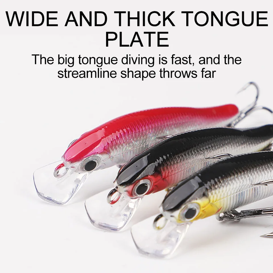 1Pc 5.5Cm 4G Mino Bait 3D Fish-Eye Sunken Hard Bait Pendulous Artificial Curved Tail Fish Pesca Bass Fishing Tackle