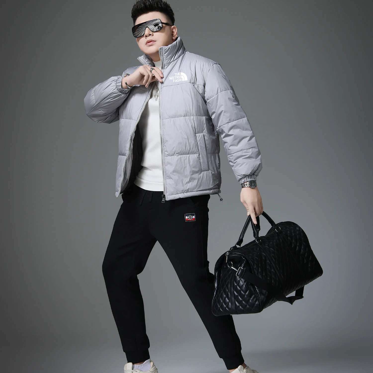 

Elegant European Style Printed down Jacket Stand Collar 50% White Duck Feather Men's Outerwear Fashionable High Street Brand