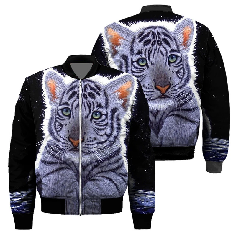 Tiger Print Zipper Hoodies Sweatshirts 3D Printed Jackets For Men Women Clothing Casual Fashion Trendy Unisex Coat Jacket Tops