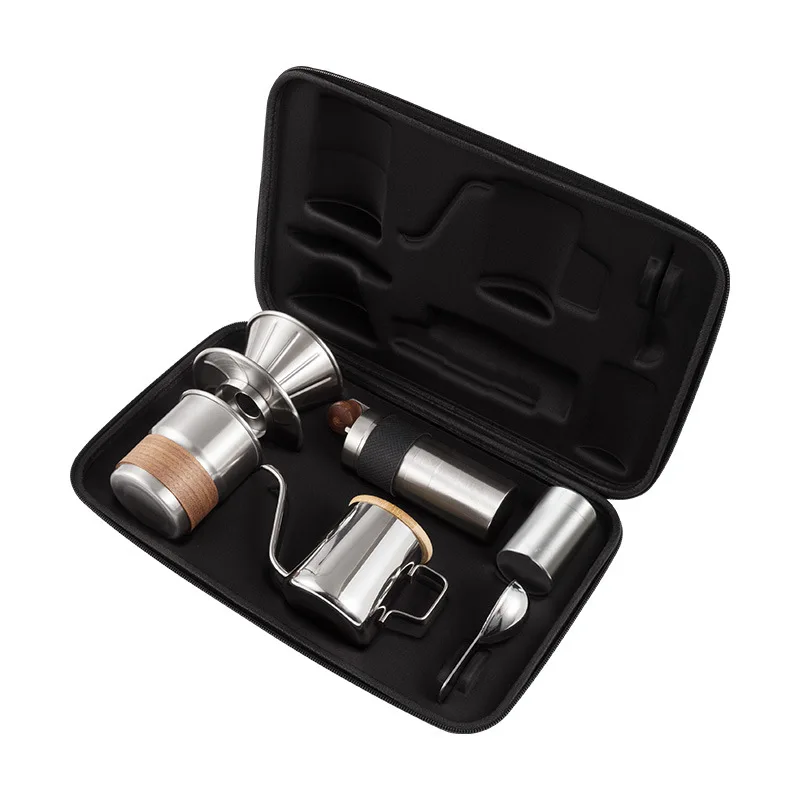 Tragbares Handkaffee-Zubereitungsset für Outdoor, Camping und Reisen mit Manueller Kaffeemühle