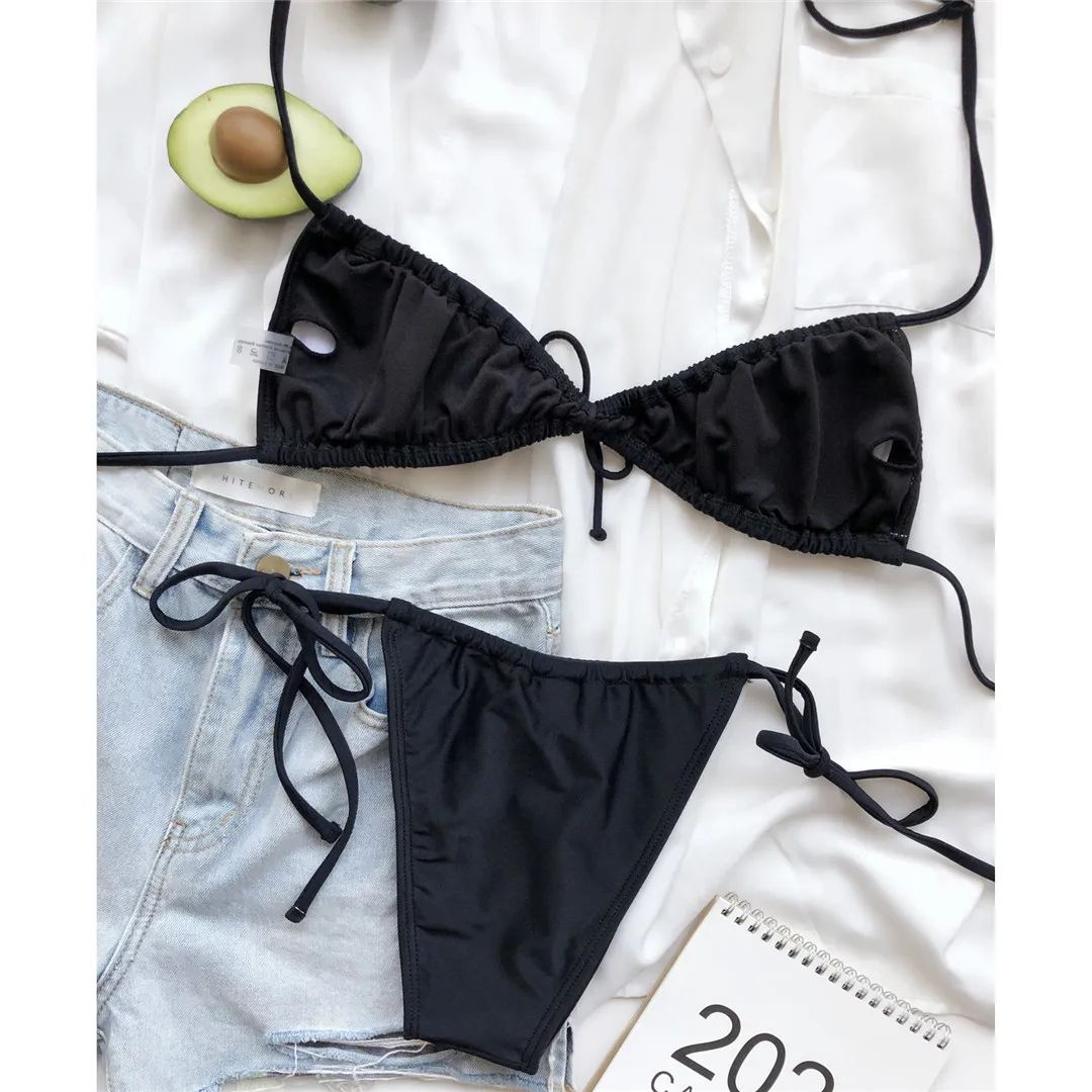 Neuer sexy, winziger, plissierter, geraffter Bikini, Damen-Badebekleidung, zweiteiliger Bikini-Set, gepolsterter Badeanzug, Badebekleidung, Schwimmanzug V2999 – Detail 34