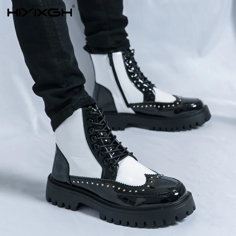 

Осенние мужские ботинки на платформе, повседневная обувь из натуральной кожи, мотоциклетные ботинки индивидуального дизайна, кроссовки на толстой подошве, вечерние модельные туфли