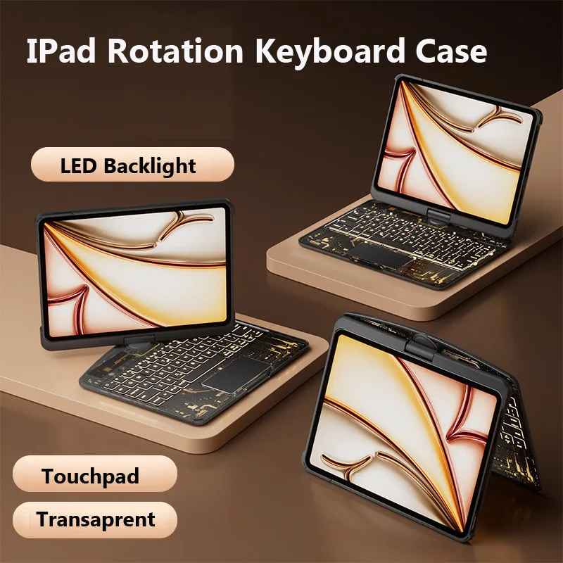Case with Keyboard for IPad Air 13 2025 13 Inch 11th Gen A16 10th Gen Air 7 6 5 4 10.2 9th 8th 7th Pro 11 Built in Backlit Case