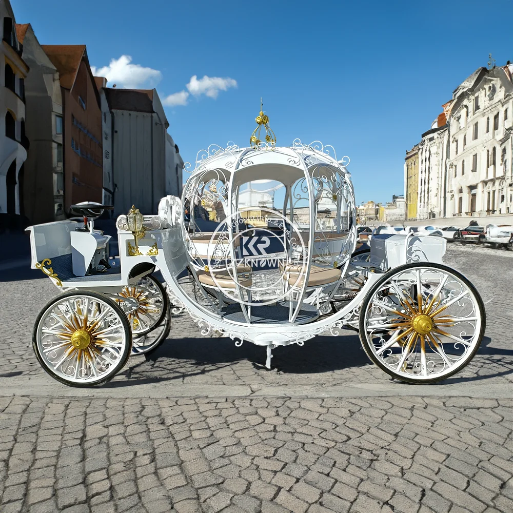 Hot Selling English Style Metal Pumpkin Carriage Electric Vehicle Horse Carriage Carriages For Sale