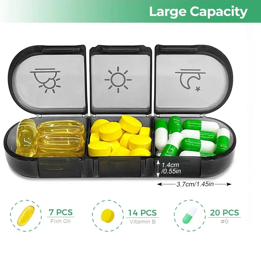 Pillendose mit großen Fächern, 7-Tage-Organizer, 21 Gitter, 3-fach, ein Tag, tragbarer Reise-Pillenetui für Vitamine, Medizin – Detail 2