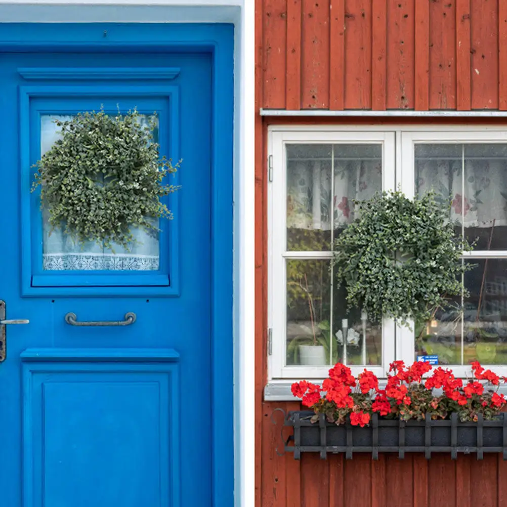 

Искусственный венок из виноградной лозы, 1 шт., натуральный зеленый, имитация, подвесное украшение, декор для двери, креативный декор для дома и праздников