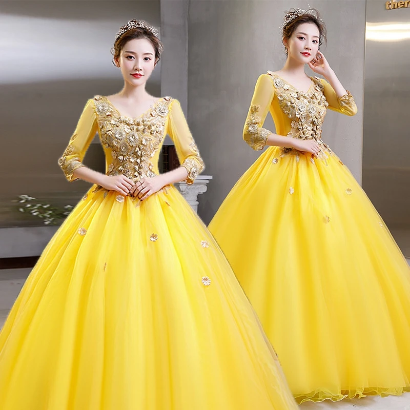 

Long Tulle Skirt Vocal Music Exam Performance Women's Dress Elegant Evening Gown Princess Style Belted Waist