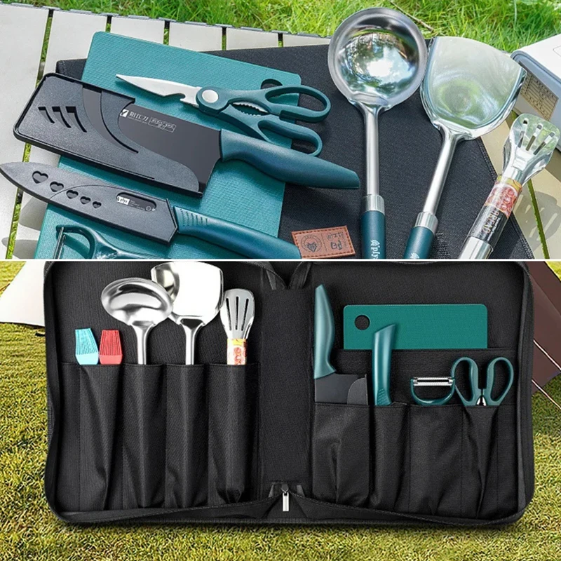 

9 Slot Chef Knife Bag Portable Professional Kitchen Utensils Knives Carry Case School Outdoor Travel Camping Knife Pocket
