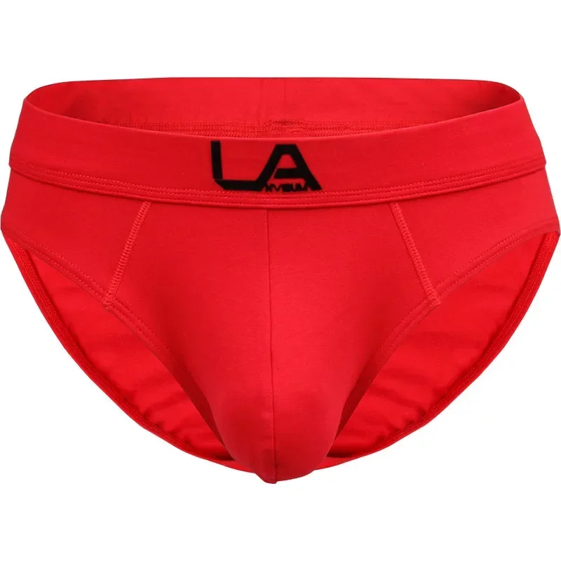 LANVIBUM new men's underwear briefs cotton medium solid color sports briefs